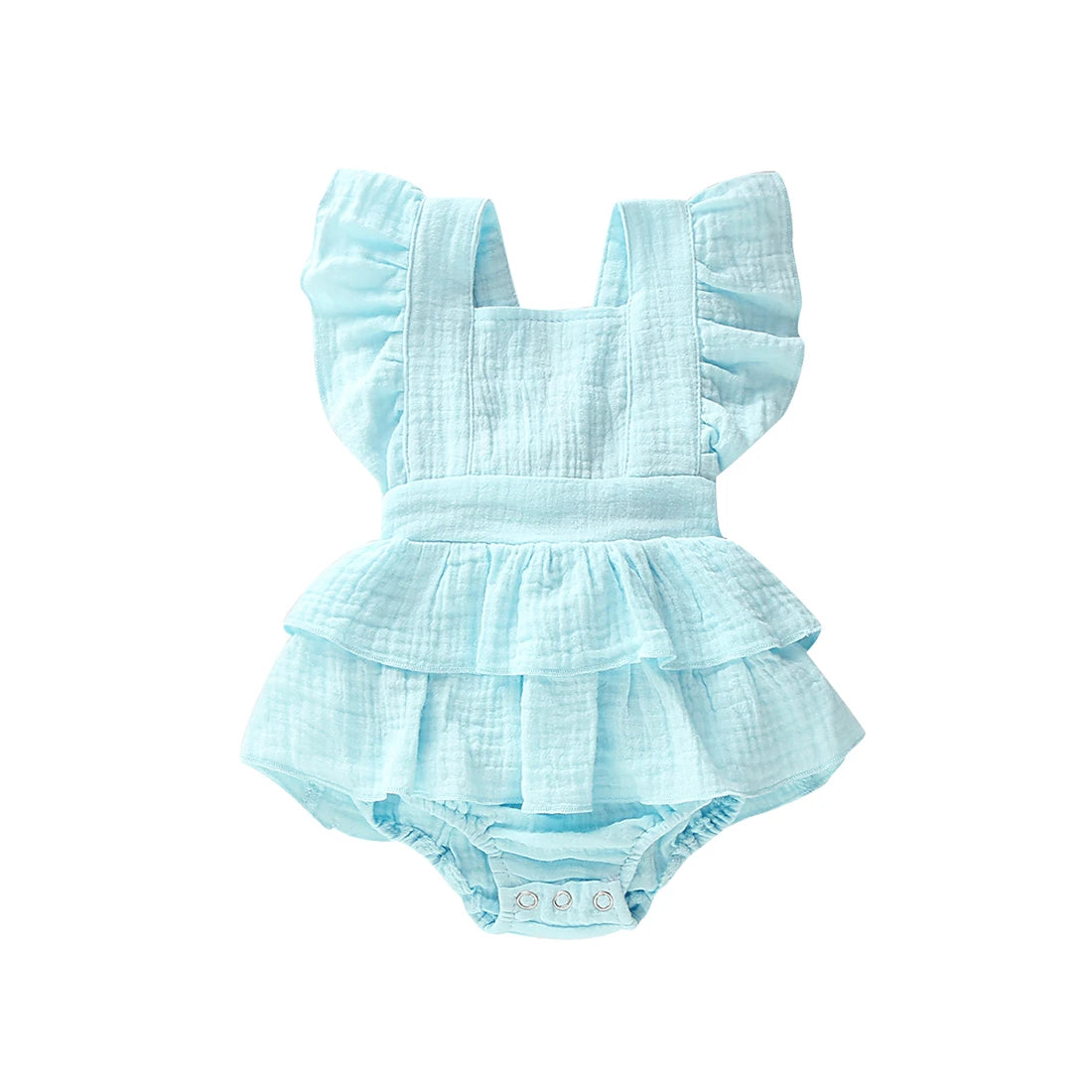 Summer Solid 0-24M Newborn Baby Girl Clothes Ruffle Cotton Romper Sleeveless Jumpsuit Outfit Sunsuit