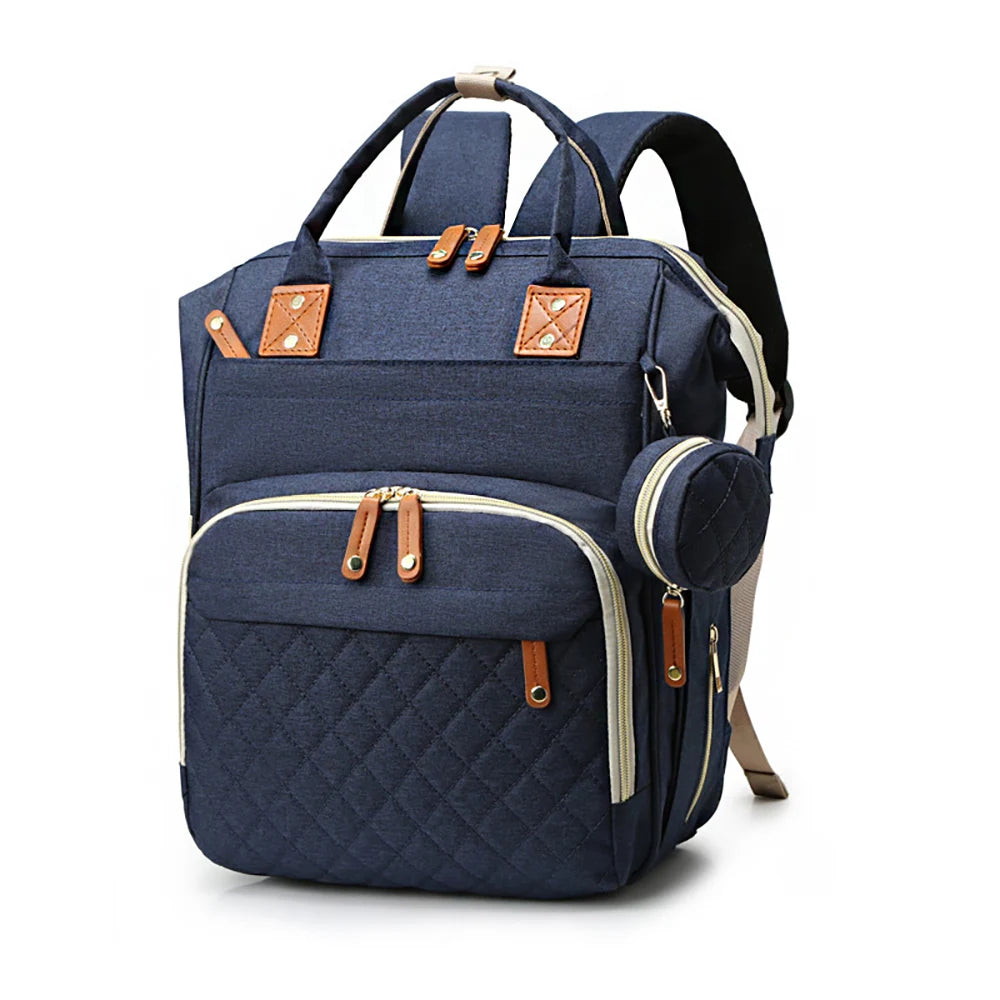 Fashionable Quilted Large-Capacity Backpack Mommy Bag; Multi-Functional Mommy Backpack for Traveling, Mother and Baby Bag; Lightweight Multi-Compartment Diaper Bag with Snack Pacifier Bag