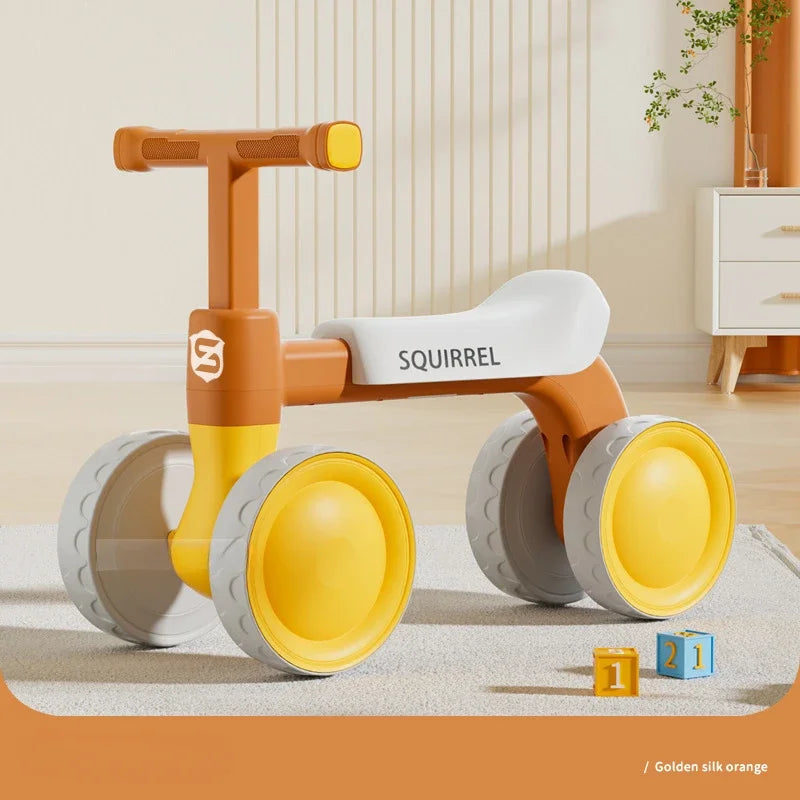 Baby Balance Bike 4-Wheel Walker with No Pedal First Toddler Outdoor Ride-On Toy for 1-3 Year Olds