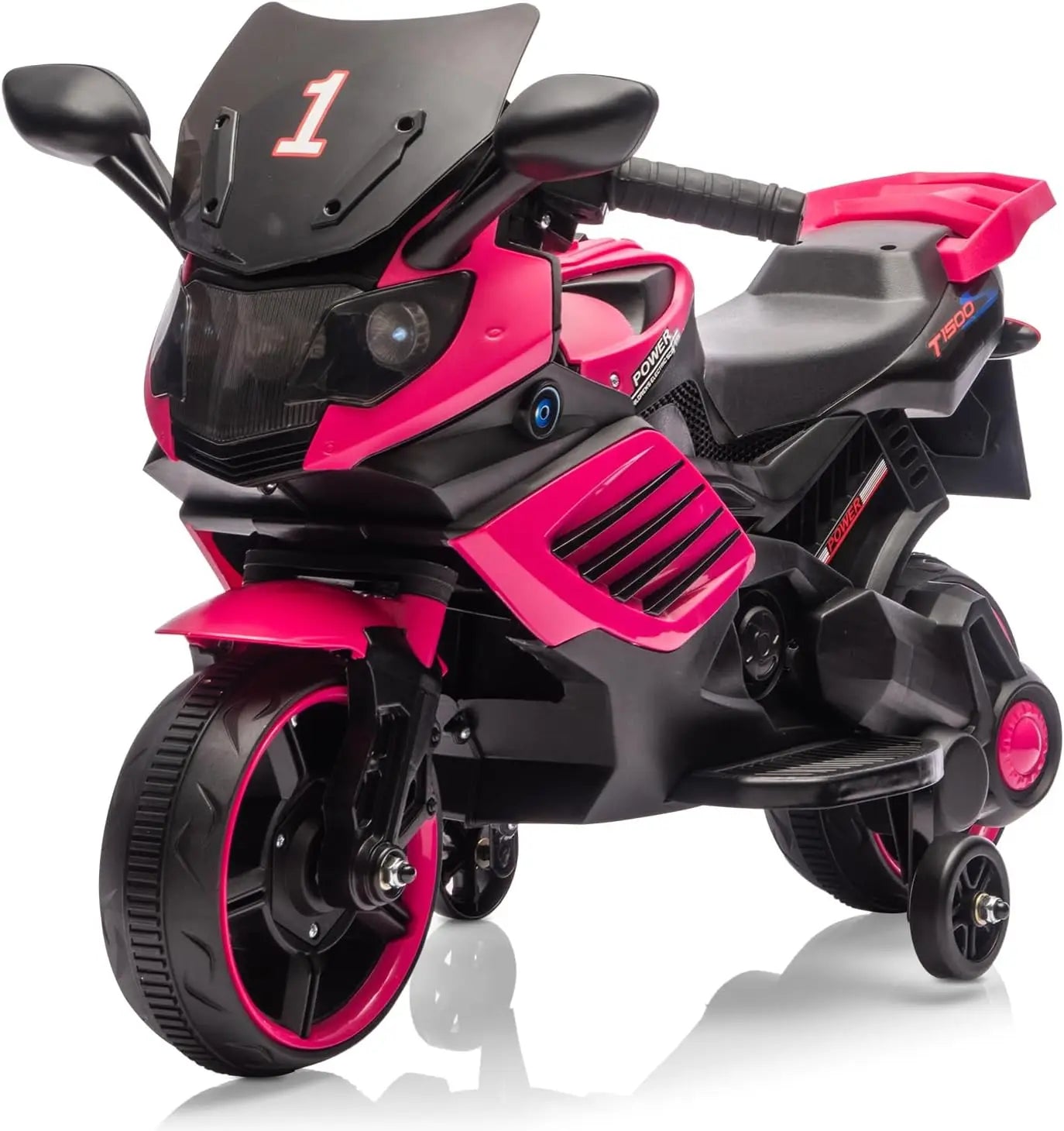 Kids Ride On Motorcycle, 6V Electric Motorcycle, w/Horn, Headlight, Music, Training Wheels, Ride On Toys for Kids Boys Girls