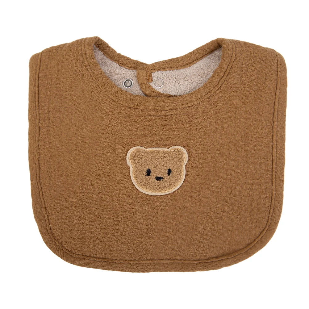 Cute Bear Cotton Baby Bibs Saliva Towel U-Absorbent Pockets Children Kids Boys Girls Feeding Burp Clothes