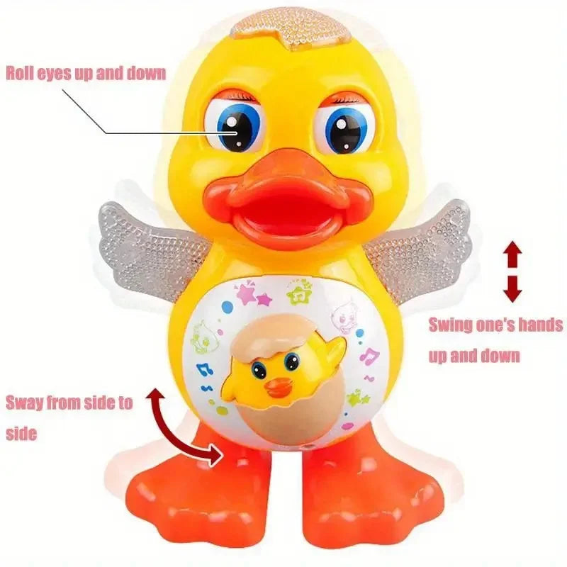 Interactive Dancing Duck Toy with Dynamic Music, Flashlights, and Active Wings - A sensory toy suitable for 3-6 year old childre