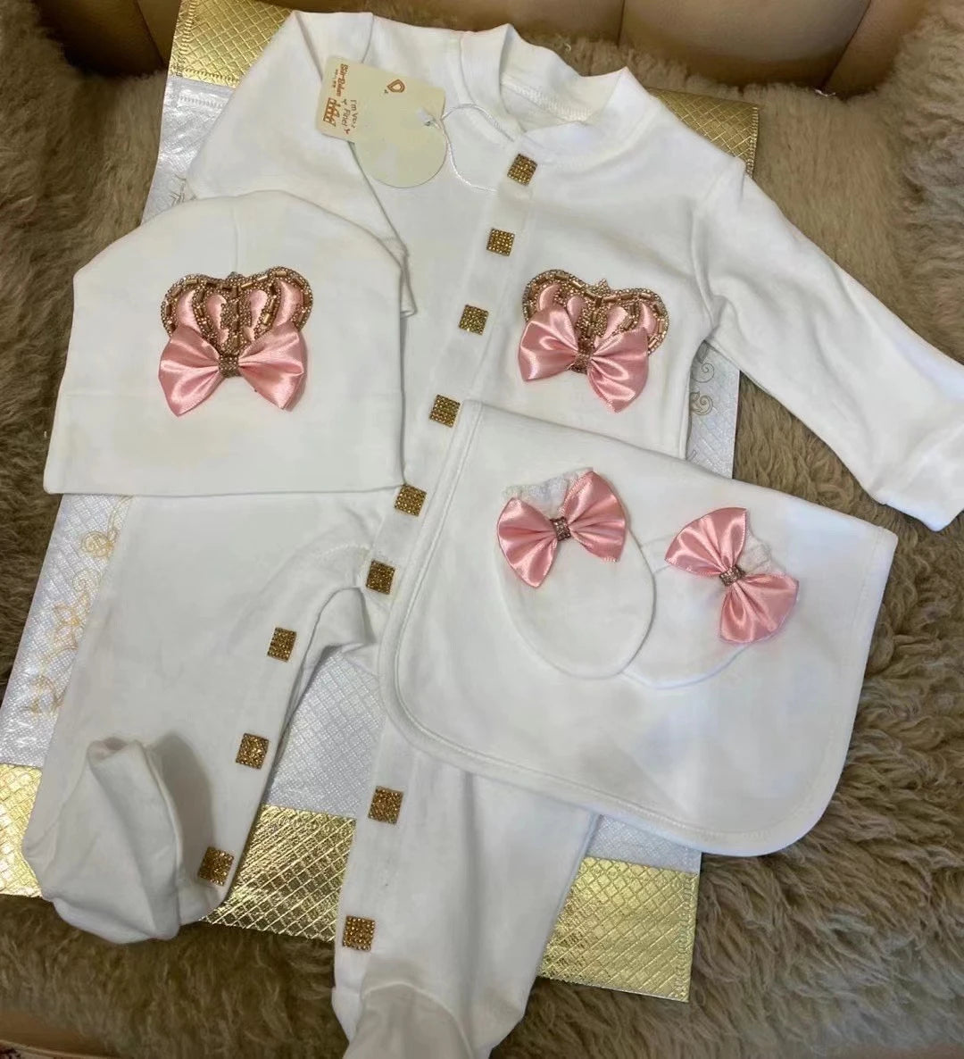 Onesie Baby Girl Crown Purple Home Coming Outfit Layette Jewels set Baptism Take Me Home Outfit Baby shower gift Newborn Gifts