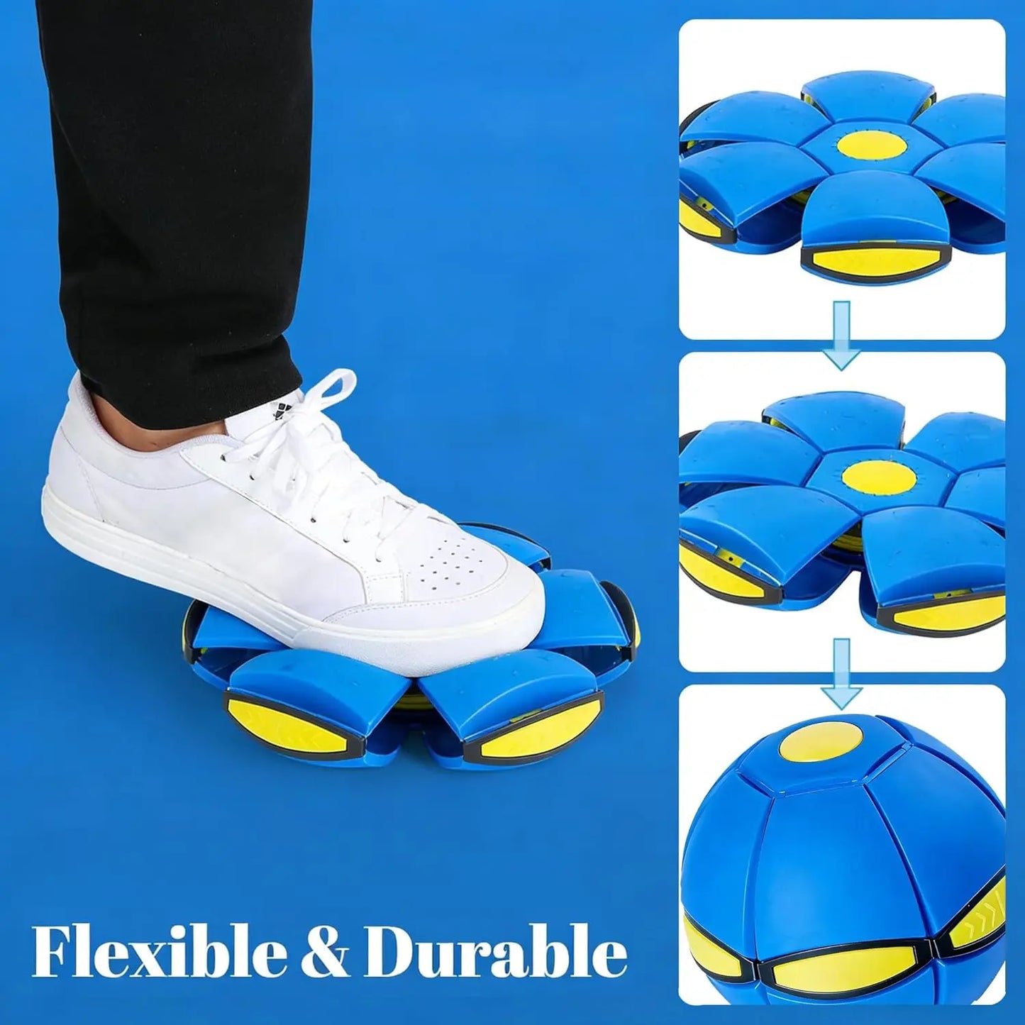 Magic Ball for Kids, Children Bouncing Ball Magic Metaball, Collapsible Flat Popup Meatball Toy with 6 Light for Indoor