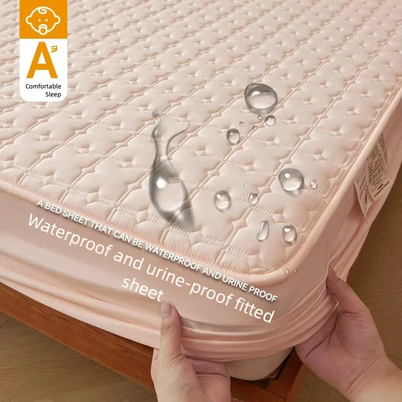 Fitted bed Sheet Waterproof Quilted Mattress Protector Breathable Mattress Cover Anti-mite Anti-bacterial No Pillowcase