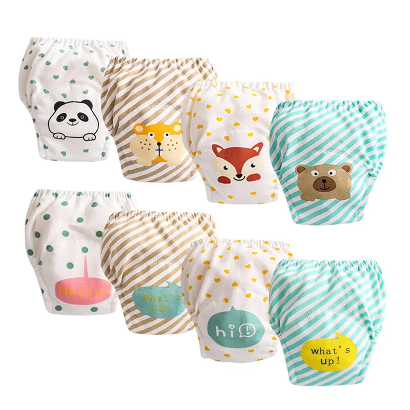 8pcs/6pcs Washable Baby Potty Training Pants Reusable Toilet Trainer Panty Reusable Cloth Diaper