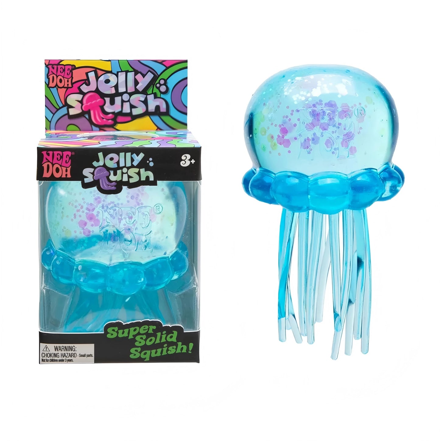 Nee Doh Jellyfish & Cube Squish Toy, Stress Relief Fidget Toy, Sensory for Kids & Adults