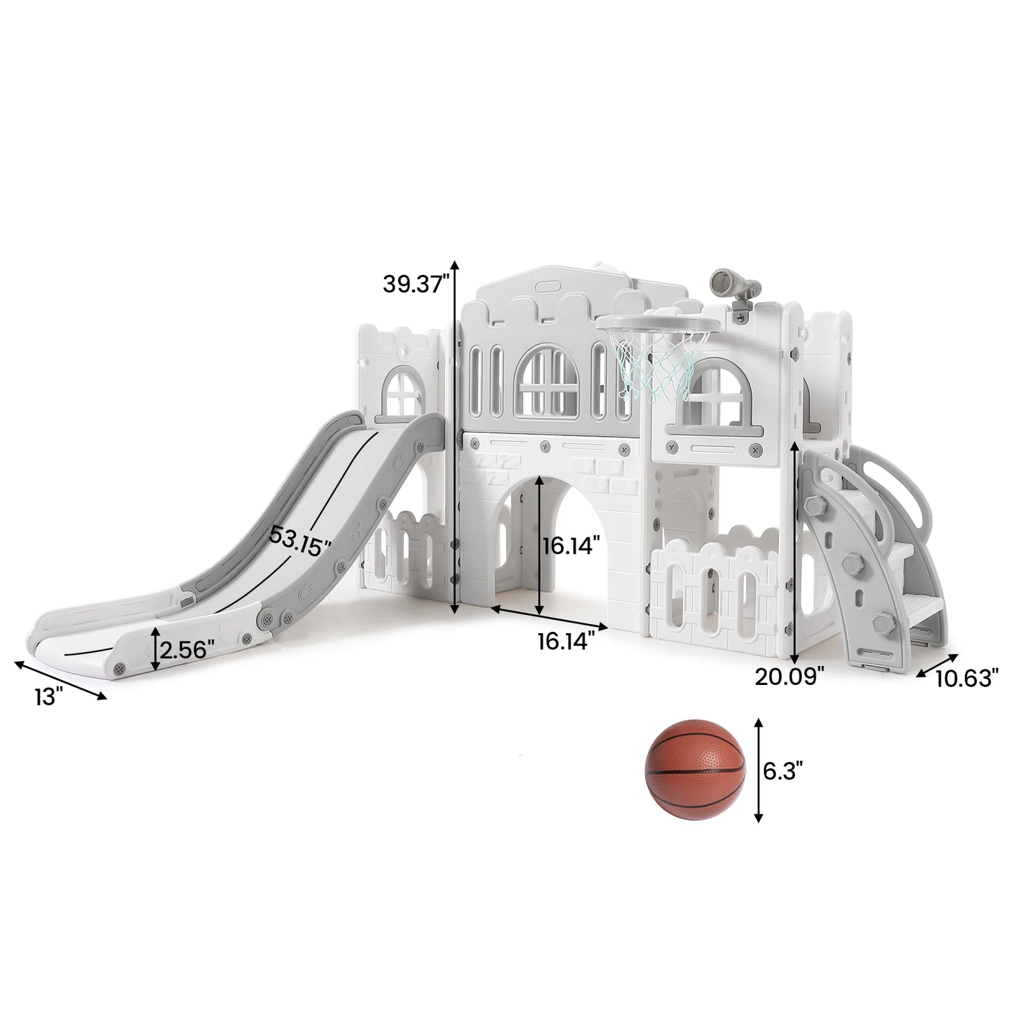 8 in 1 Toddler Slide Indoor Playground, Indoor Slide Toddler Playset for Toddlers Kids Outdoor Playground with Basketball Hoop,