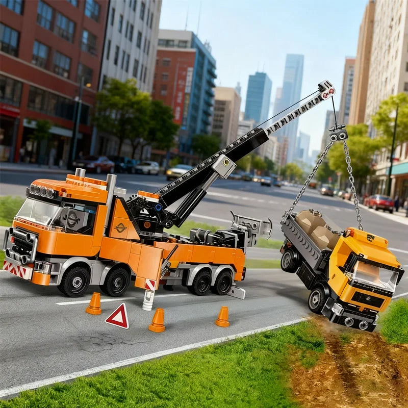 moc 60467 City Series Heavy Tower Crane Truck Model Building Block Set, Christmas and Halloween Gift
