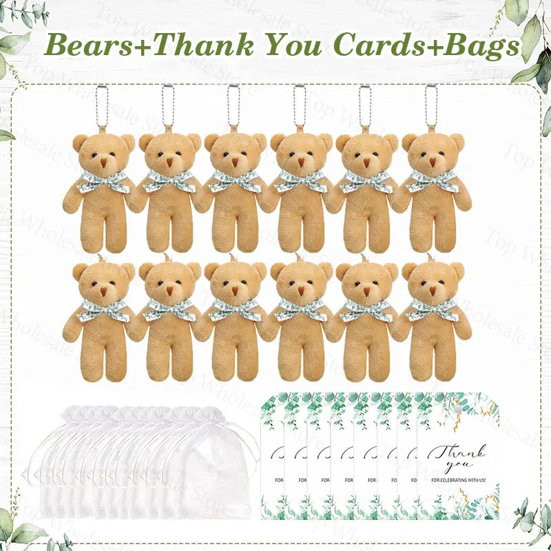 12-100Set Mini Bears Bulk Baby Shower Favors Wedding Party Favors for Guest Small Stuffed Bears Keychains for Party Souvenir