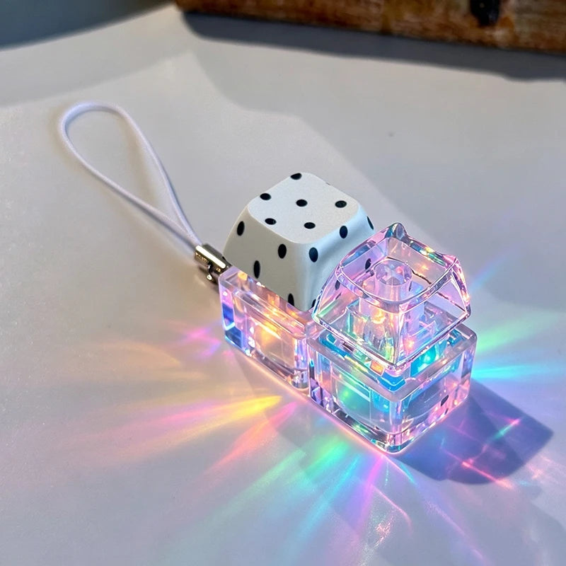 Light Up Keychain Keyboard 2/4 Key Keychain Pendant Decompression Keyring Hanging Pendant for Backpack Stress Releasing Gift