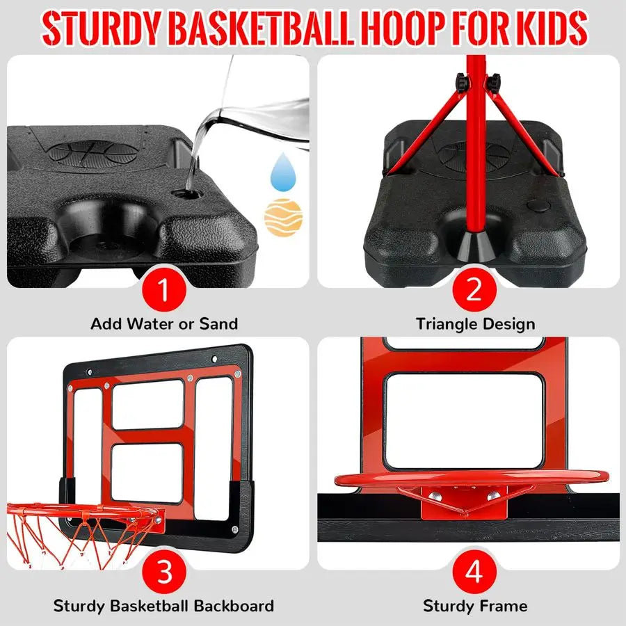 Basketball Hoop with Stand, Adjustable Basketball Set, Toddler Basketball Toys for Age 3 4 5 6 7 8, Indoor Outdoor Backyard