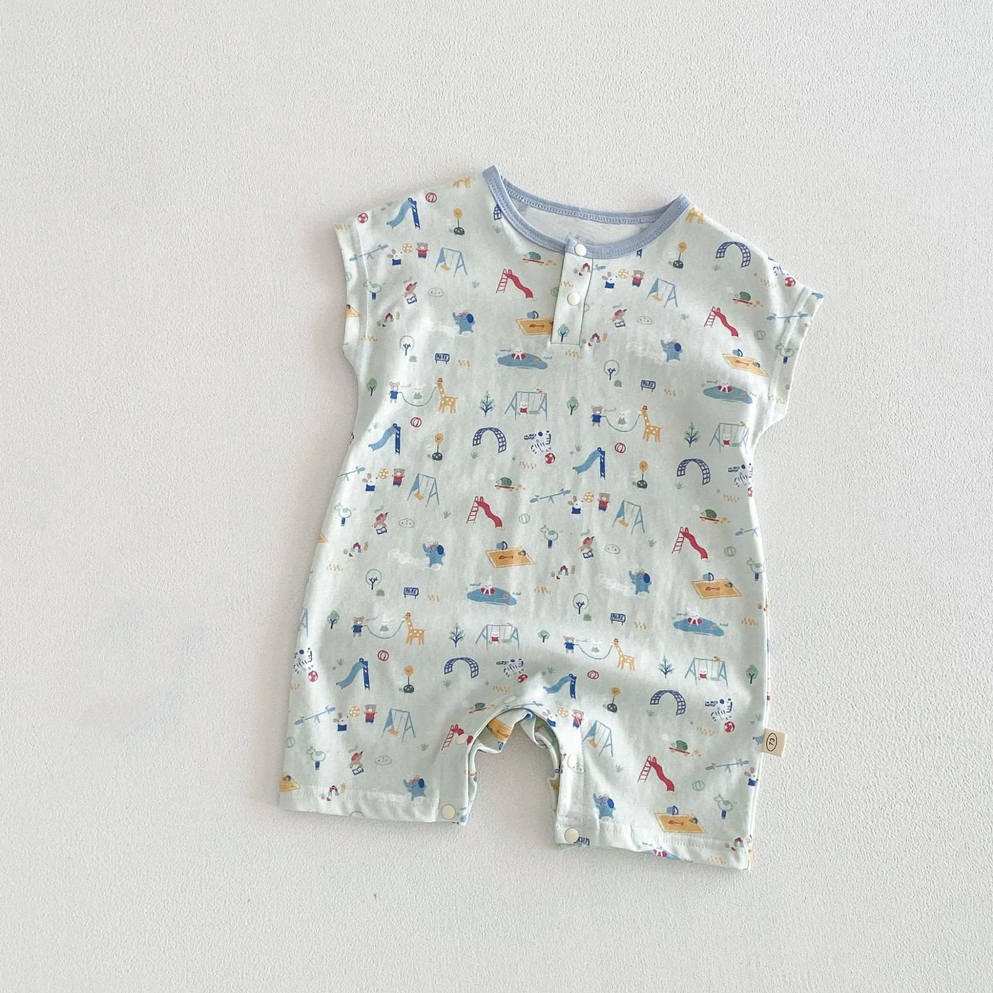 Summer Casual Baby Romper, Cute Cartoon Print Sleeveless One-Piece Bodysuit for Toddlers