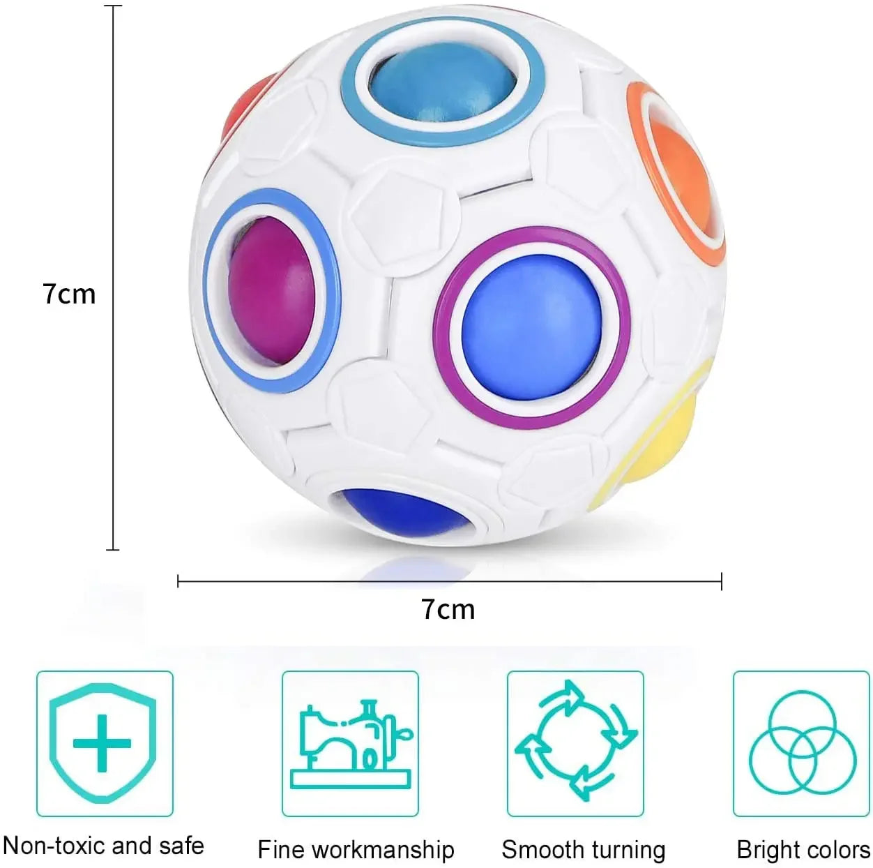Rainbow Puzzle Ball Magic Speed Cube Ball Fun Stress Reliever Sensory Puzzle Fidget Ball for Kids Autism