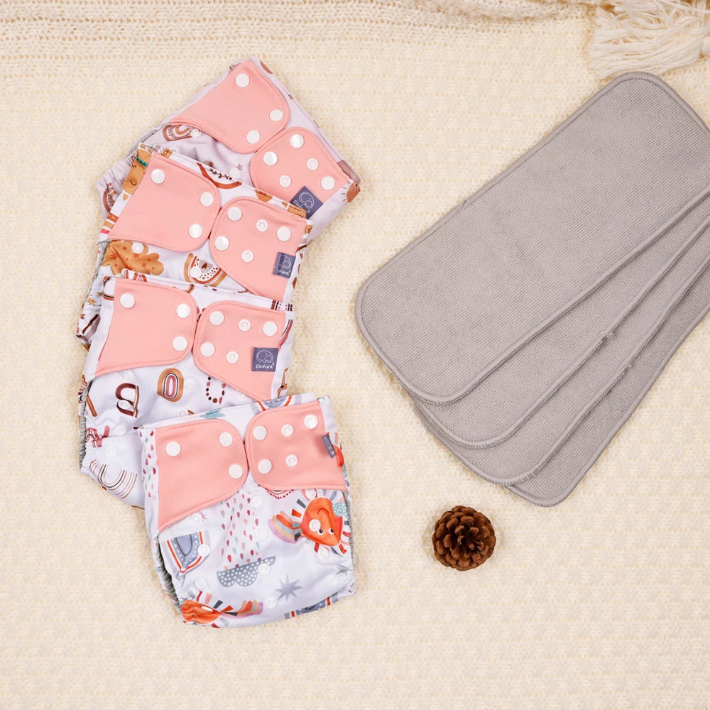 waterproof baby cloth diaper with 4 absorbents cloths washable eco-friendly pocket cloth nappy