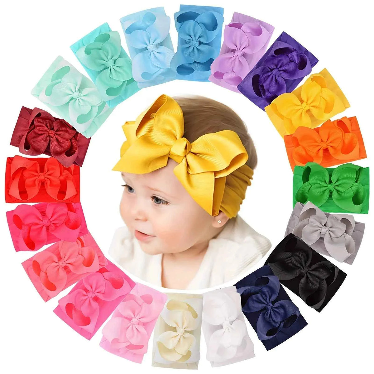 6/20PCS Soft Baby Headbands with 4.5 Inches Hair Bows Headwraps for Baby Girl Head Band Newborns Hair Accessories Hair Band