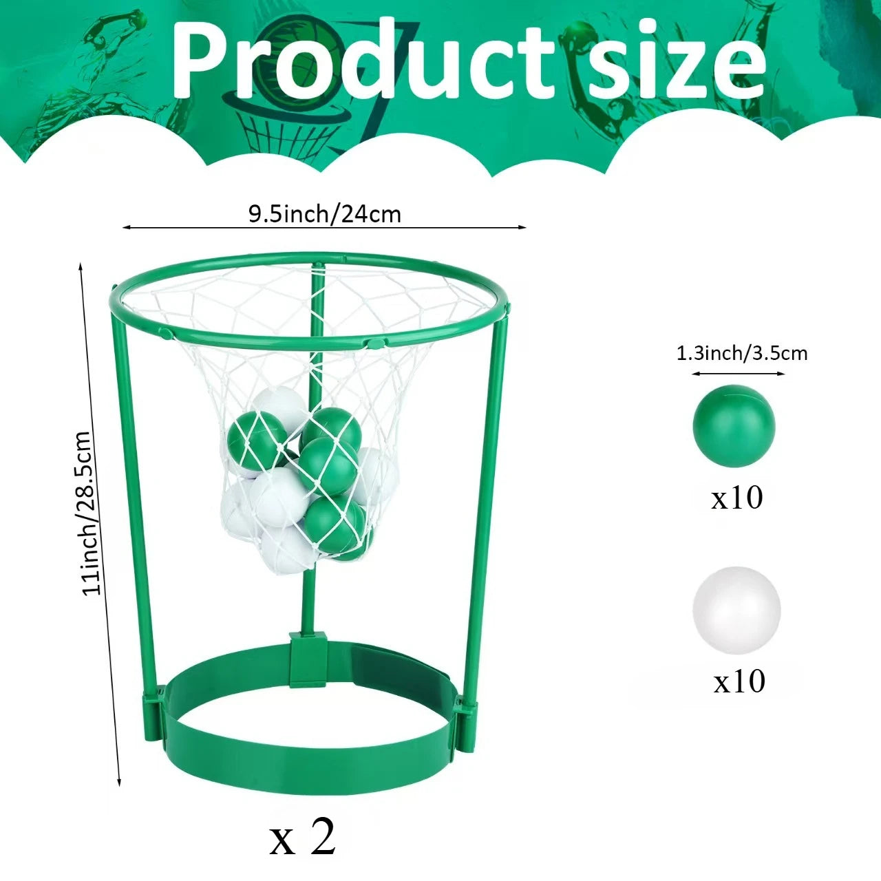 Head Hoop Basketball Party Game Set for Kid Adult Outdoor Sports Game Basket Net Headband with Balls for Birthday Christmas Gift