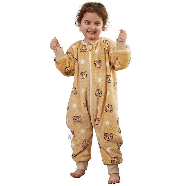 MICHLEY Flannel Children Pajamas Warm Winter for Girls Boys Kids 1-6T