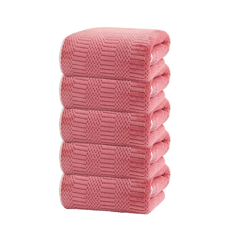 5pcs Lucky Grid Towels Set, Microfiber Soft Highly Absorbent, Quick-Dry for Travel, Hotel, Swimming & Daily Use