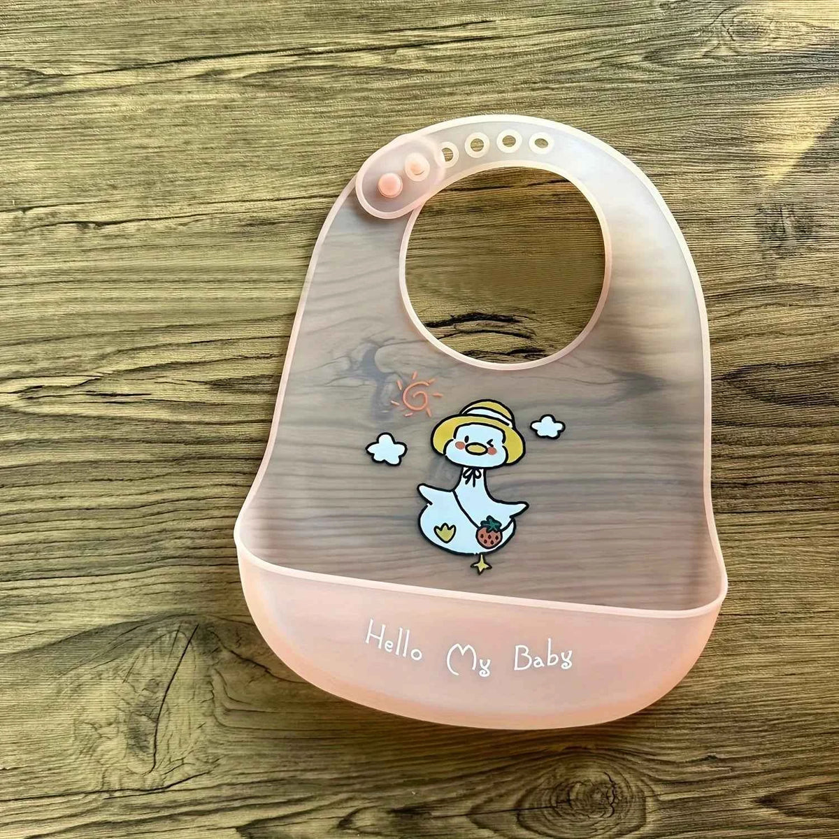 Waterproof Silicone Baby Bibs with Cute Cartoon Animal Prints, Adjustable Feeding Bib for Boys and Girls