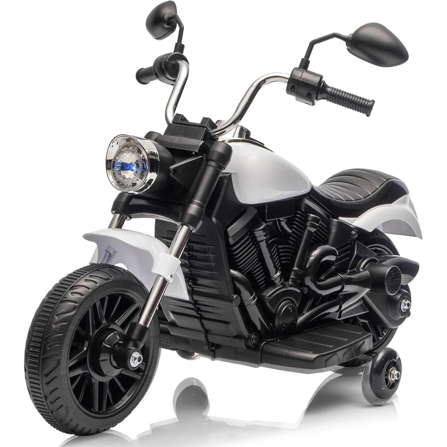 3-Wheel Kids Ride on Motorcycle w/Detachable Training Wheels/Reverse/Headlight 12V Electric Ride on Toy for Toddler Boys Girls