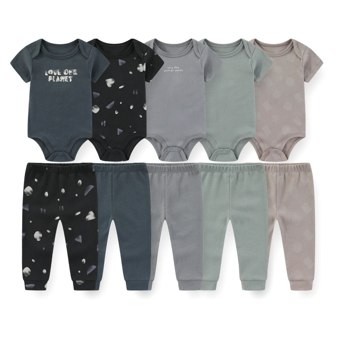 10Pcs Cartoon 100%Cotton Baby Girl & boy Clothes 0-12M Baby Clothes Sets Sleeveless
