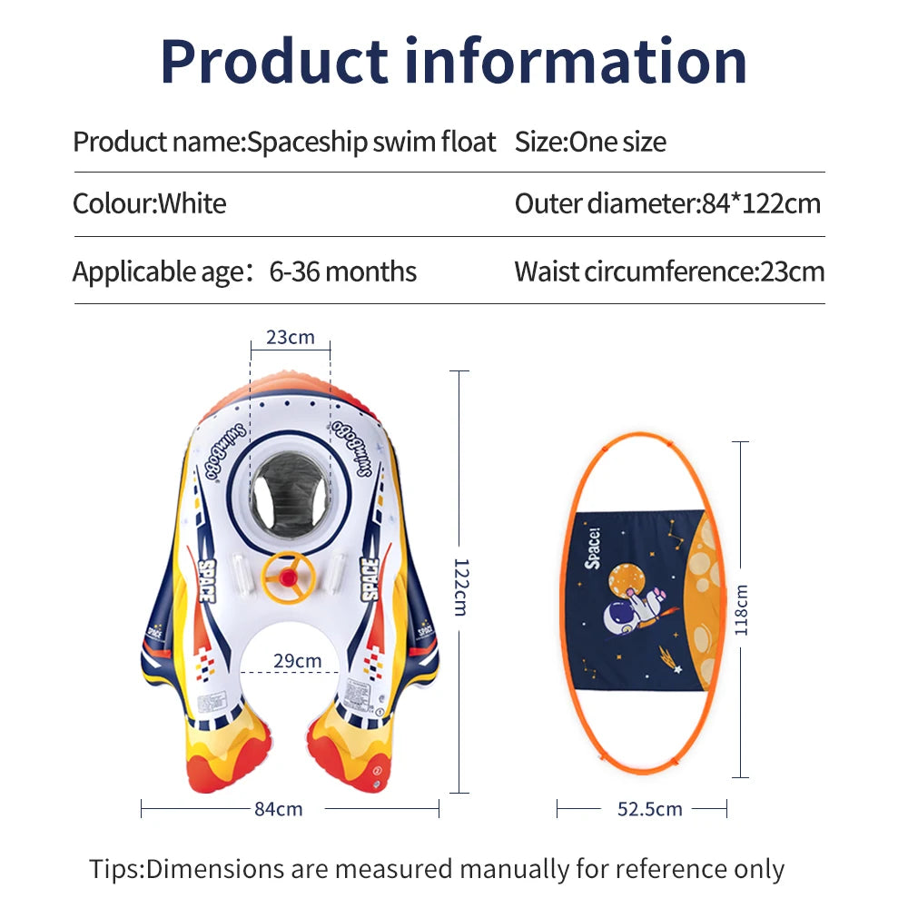 Swimbobo Kids Inflatable Baby Seat Float Spaceship Swimming Rings PVC Baby Swim Ring Cartoon Floating Pool For Toddler Toys