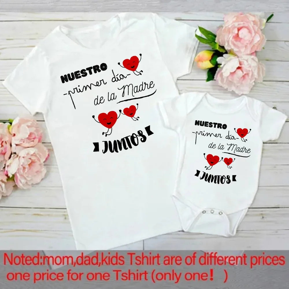 Our First Mother's Day Family Matching Clothes Mommy and Me Shirt Fashion Mothers Day Mom & Baby Outfit Mama T-shirt Baby Romper
