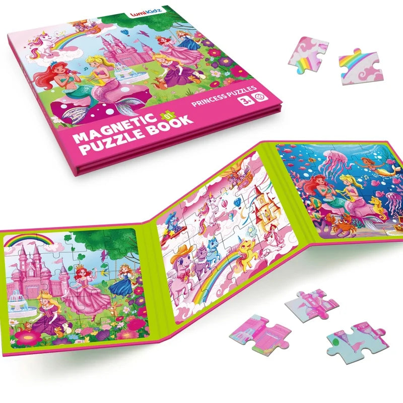 Magnetic Puzzles Games for Kids Busy Quiet Cartoon Animals Jigsaw Book Animals Learning Educational Toys for Children Gift