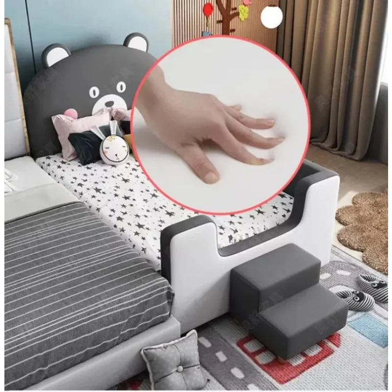 Baby Cot Bed Child with Desk Modern Childrens Furniture Kids Boys Crib with Mattress Included Set Space Design for Bedroom Frame