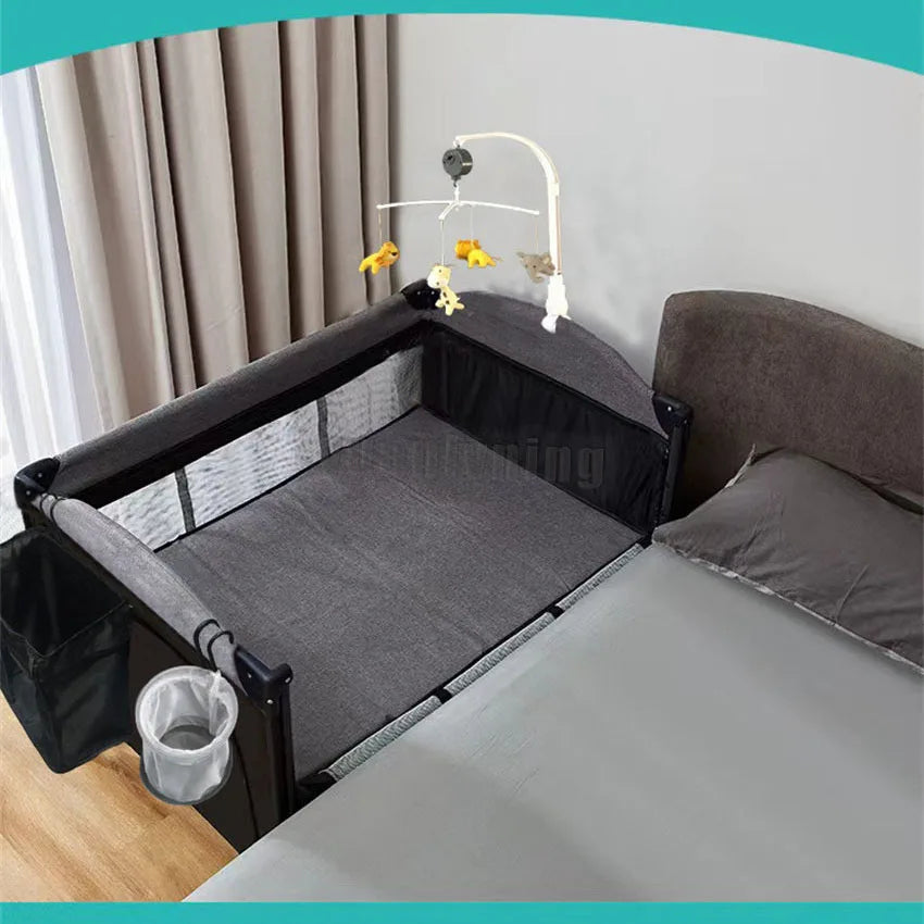 Portable Baby Crib New Multifunctional 4 In 1 Foldable Baby Cot with Diaper Kid Table Cradle Rocker Bed Furniture