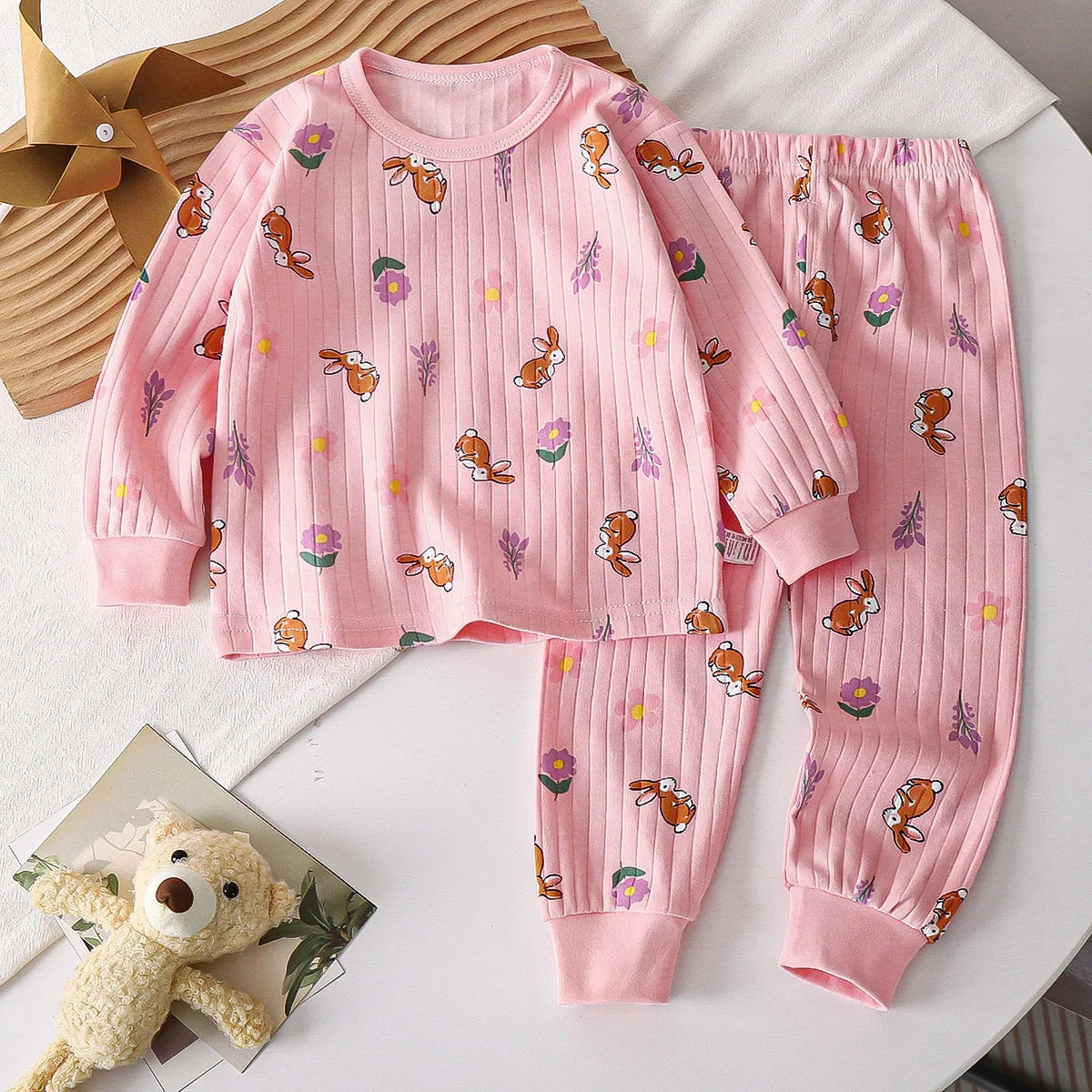 Children Sets Cotton Long Sleeve Sleepwear Children's Clothing Boy Girl