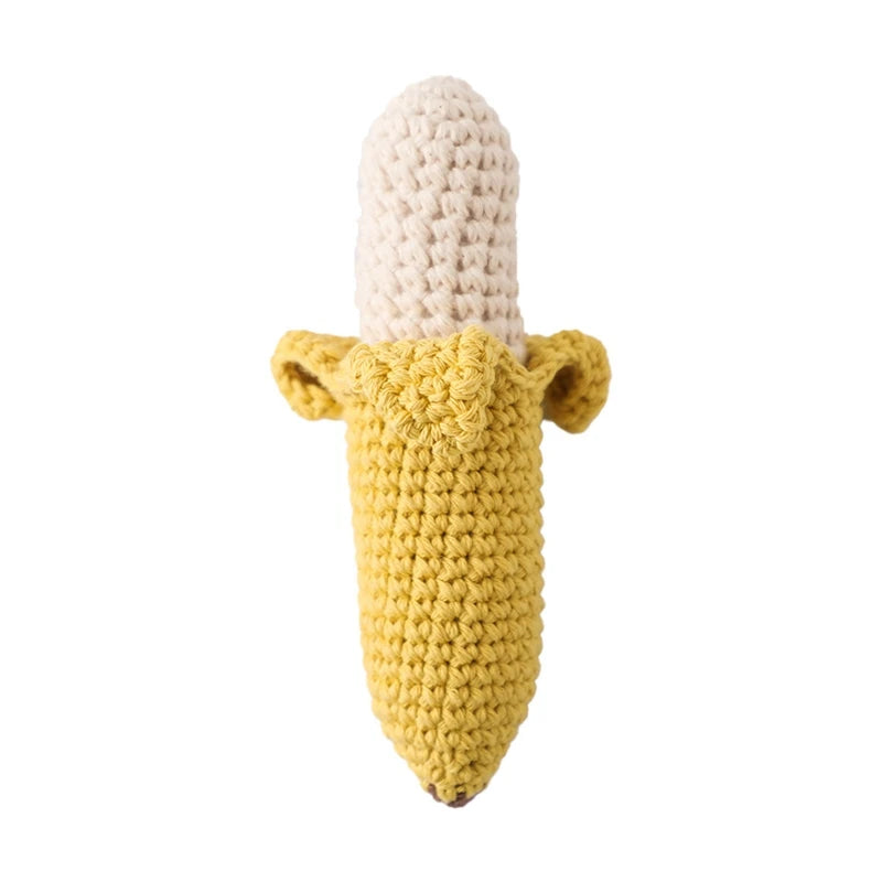 Baby Crochet Rattle Wooden Ring Fruit Pendants Teether Toys Infant Play Gym Toys Fitness Rack Accessories Baby Montessori Toys