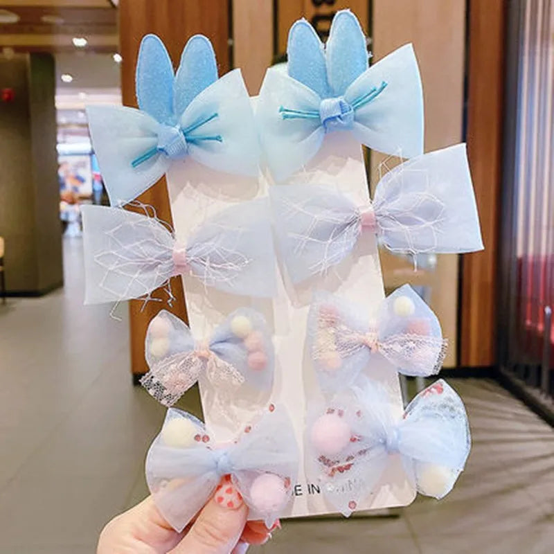 5/9Pcs/Set Cute Bows Hair Clips Hair Accessories For Girls Cartoon Animal Flower Hairpin Headdress Baby Hair Pins Birthday Gifts