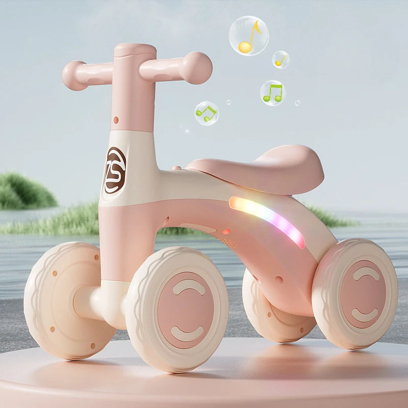 Baby Glider Bike Four-Wheel Toddler Walker Silent Wheels Anti-Tipping Children Balance Training Exercise