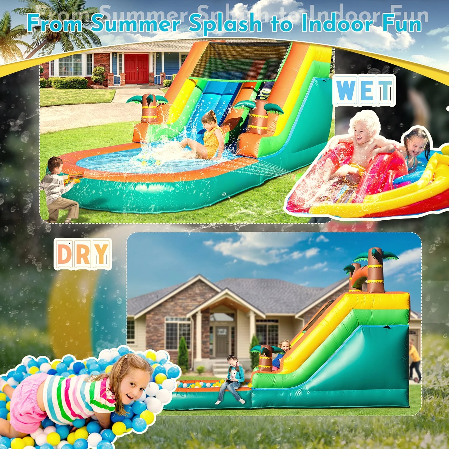 21ft Giant Commercial PVC Inflatable Water Slide Bounce House Pool with Blower