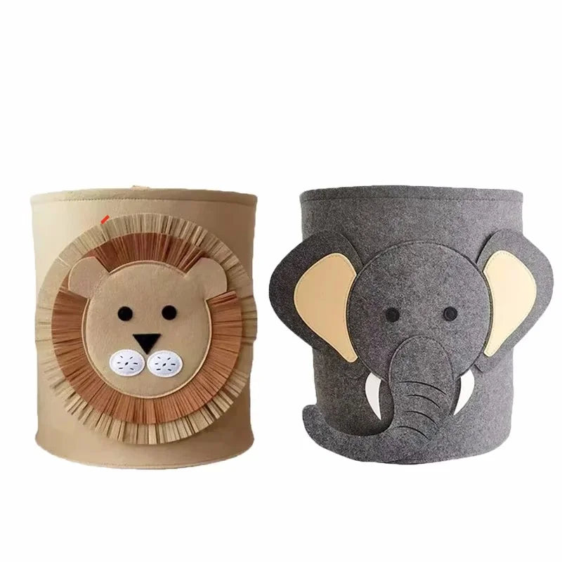 1/2/3/5PCS Baby Storage Basket Panda Dinosaur Cartoon Felt Organizer Laundry Dirty Clothes Bucket Toy Storage Box Gift Ideas