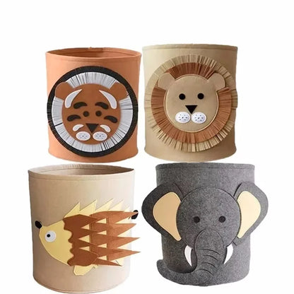 1/2/3/5PCS Baby Storage Basket Panda Dinosaur Cartoon Felt Organizer Laundry Dirty Clothes Bucket Toy Storage Box Gift Ideas