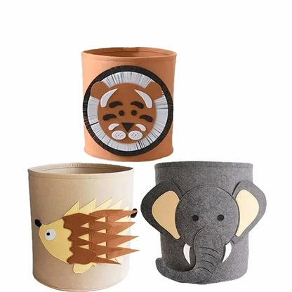 1/2/3/5PCS Baby Storage Basket Panda Dinosaur Cartoon Felt Organizer Laundry Dirty Clothes Bucket Toy Storage Box Gift Ideas
