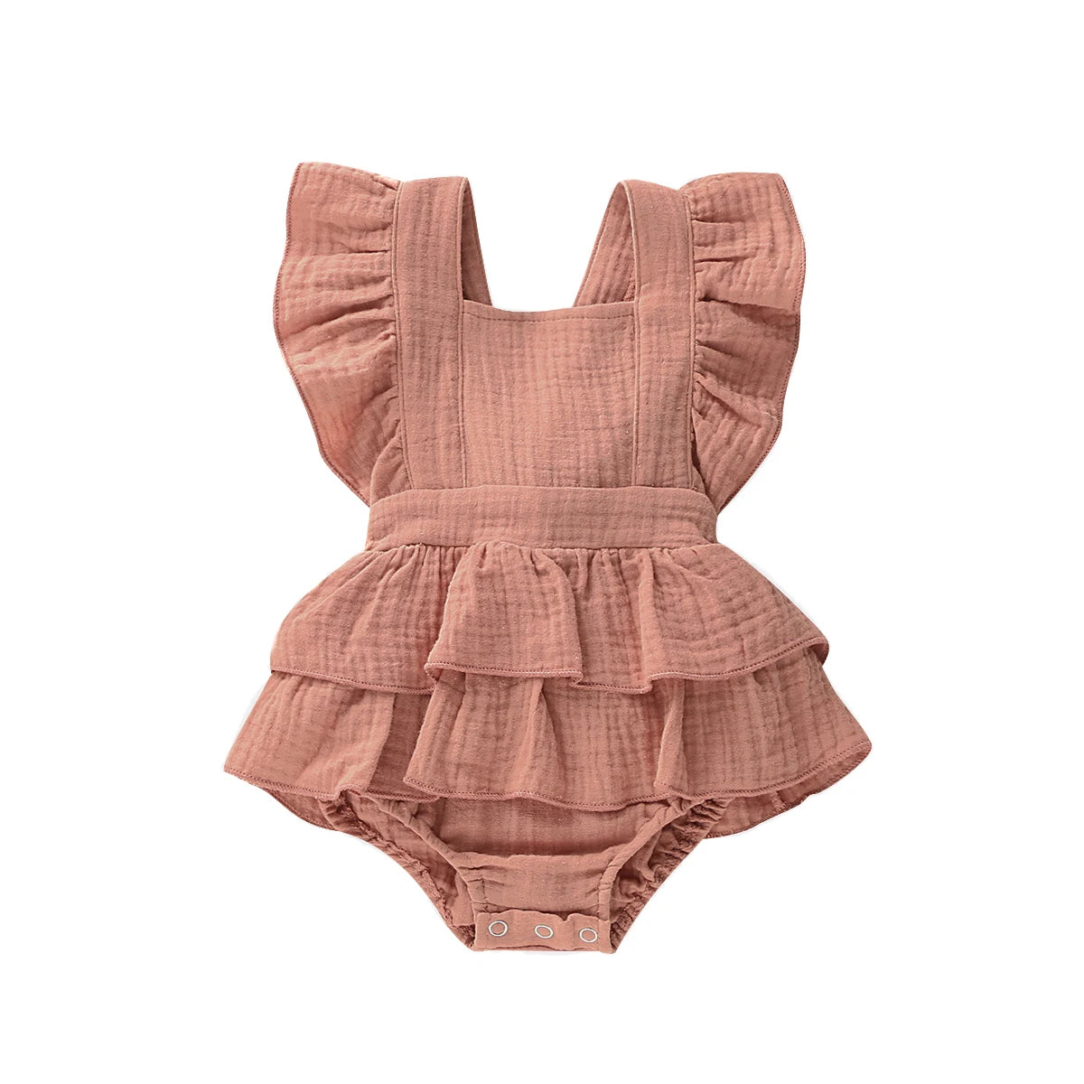 Summer Solid 0-24M Newborn Baby Girl Clothes Ruffle Cotton Romper Sleeveless Jumpsuit Outfit Sunsuit