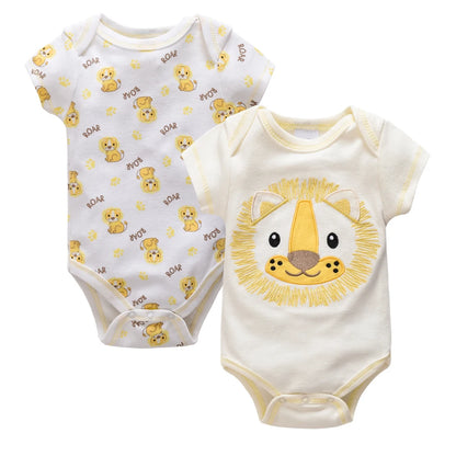 Honeyzone Summer Baby Clothes Infant Girls Romper Cute Lion Full Print Boys Bodysuits 2pcs /Set Trottie Jumpsuits Outfits 