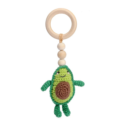 Baby Crochet Rattle Wooden Ring Fruit Pendants Teether Toys Infant Play Gym Toys Fitness Rack Accessories Baby Montessori Toys