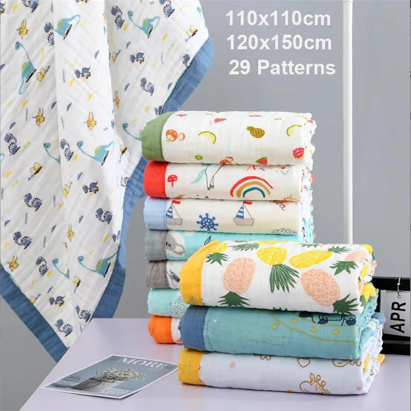 110x110cm 120x150cm 6 Layer Muslin Boy Girl Kids Children Sleep Blanket Swaddle Bath Towel 100% Cotton Newborn Wrap Baby Blanket