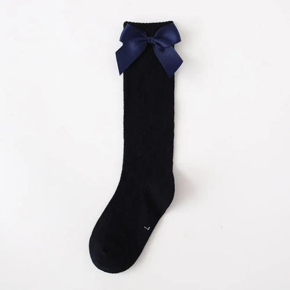 Children's Sock Girls Knee High Socks With Bows Stripped Toddlers Long Socks Kids School Sock Infant Baby Socken