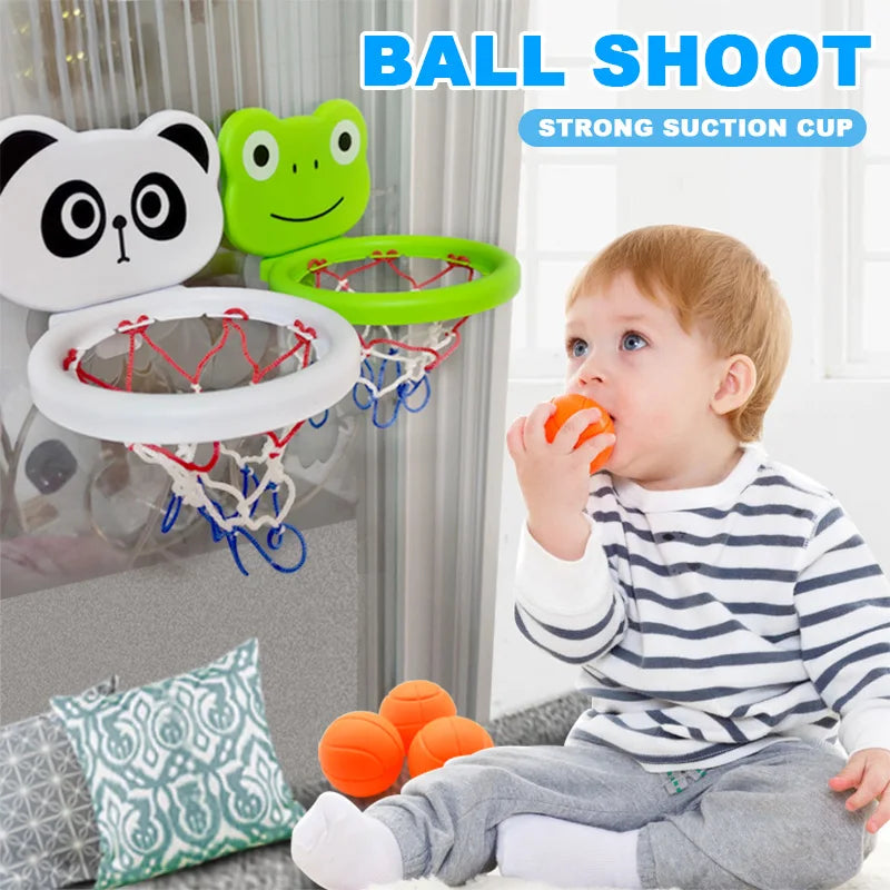 Baby Bath Toys Suction Cup Shooting Basketball Hoop With 3 Ball Bathroom