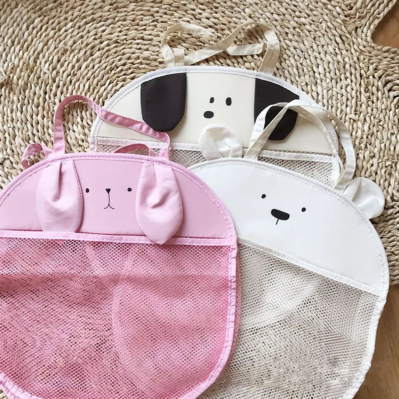 Baby bathroom mesh bag for bath toys bag kids basket toys net cartoon animal Bear Dog waterproof cloth sand toys beach storage