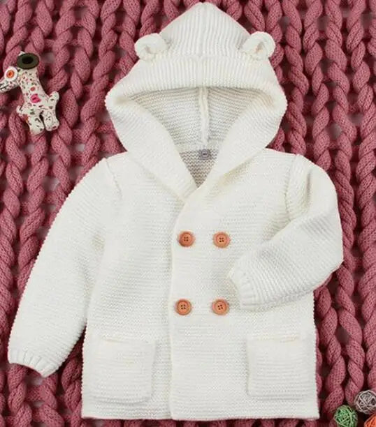 Baby Knitting Cardigan Winter Warm Newborn Infant Sweaters Long Sleeve Hooded