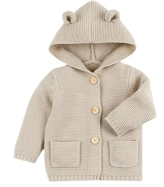 Baby Knitting Cardigan Winter Warm Newborn Infant Sweaters Long Sleeve Hooded