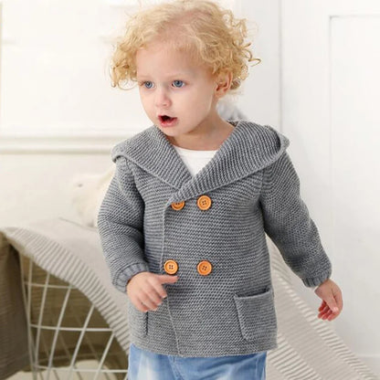 Baby Knitting Cardigan Winter Warm Newborn Infant Sweaters Long Sleeve Hooded