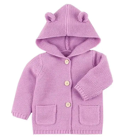 Baby Knitting Cardigan Winter Warm Newborn Infant Sweaters Long Sleeve Hooded